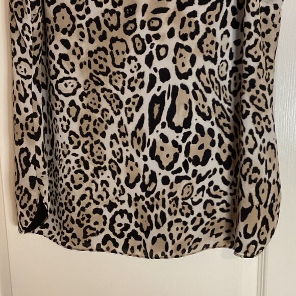 Leopard Animal Print Women's Tank Top Tunic Sleeveless Lined Size L Rounded Hem - Picture 3 of 6